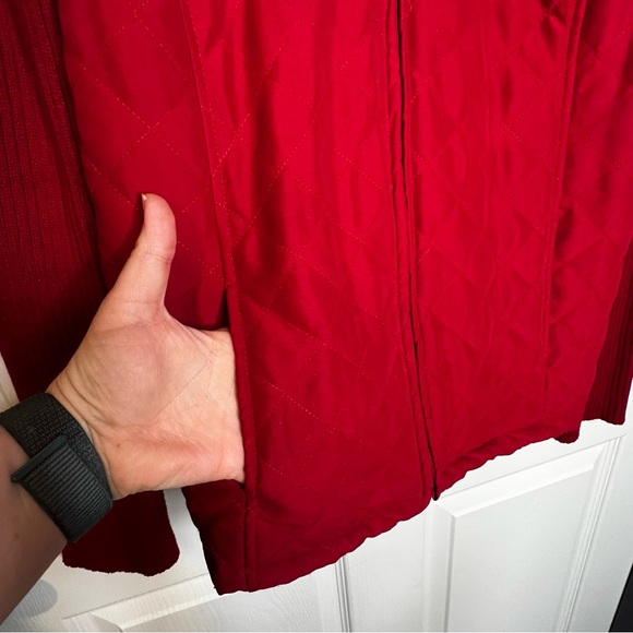 Croft & Barrow Red Full Zip Quilted Front Sweater Jacket - Picture 3 of 8